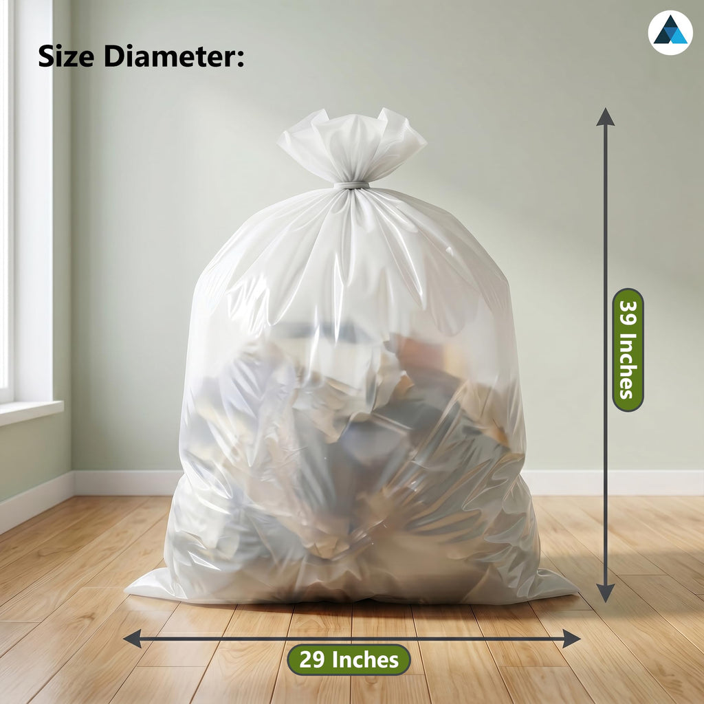 Nationwide Paper Clear Bin Bags Extra Strong Commercial Refuse Sacks 18x29x39 Inches - Pack of 200 - New