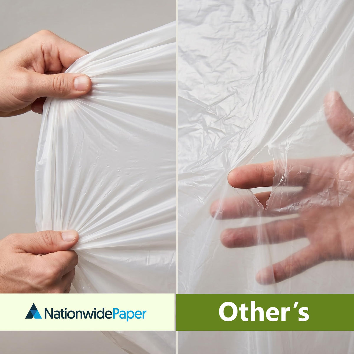 Nationwide Paper Clear Bin Bags Extra Strong Commercial Refuse Sacks 18x29x39 Inches - Pack of 200 - New