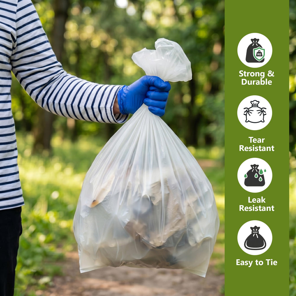 Nationwide Paper Clear Bin Bags Extra Strong Commercial Refuse Sacks 18x29x39 Inches - Pack of 200 - New