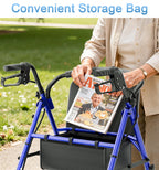 Homland Lightweight Folding Rollator Walker with Seat - All-Terrain Mobility Aid - Blue - Damaged Box