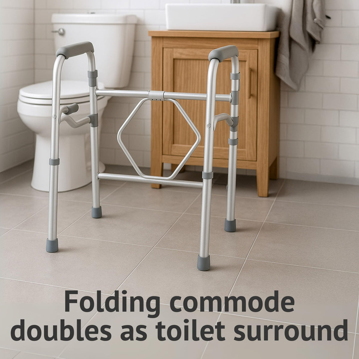 Homecraft Folding Commode and Toilet Surround Frame - Adjustable Bathroom Mobility Aid - Damaged Box
