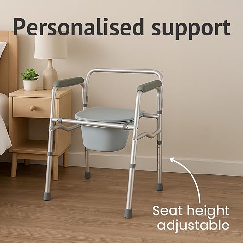 Homecraft Folding Commode and Toilet Surround Frame - Adjustable Bathroom Mobility Aid - Damaged Box