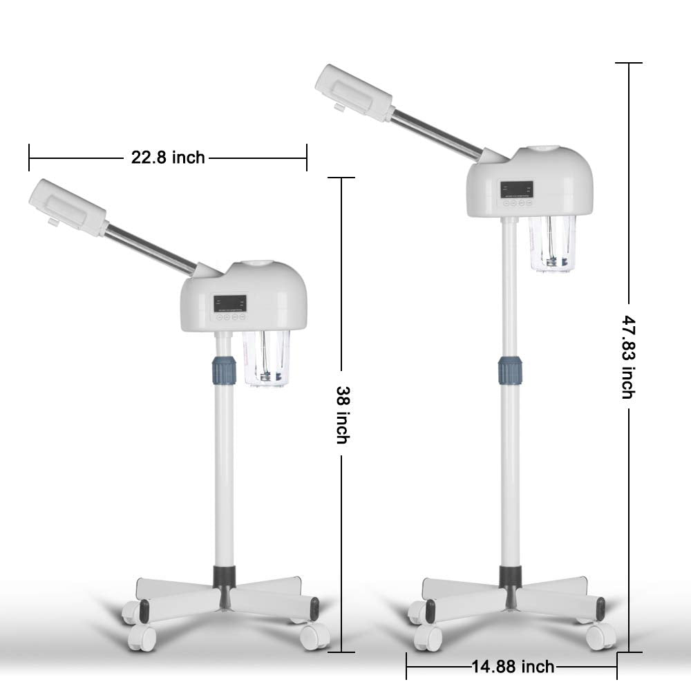 JVSURF 3-in-1 Facial Steamer with Ozone and LCD Timer - Salon Spa Face Steamer - Adjustable Height 0.95m-1.2m - White - Very Good