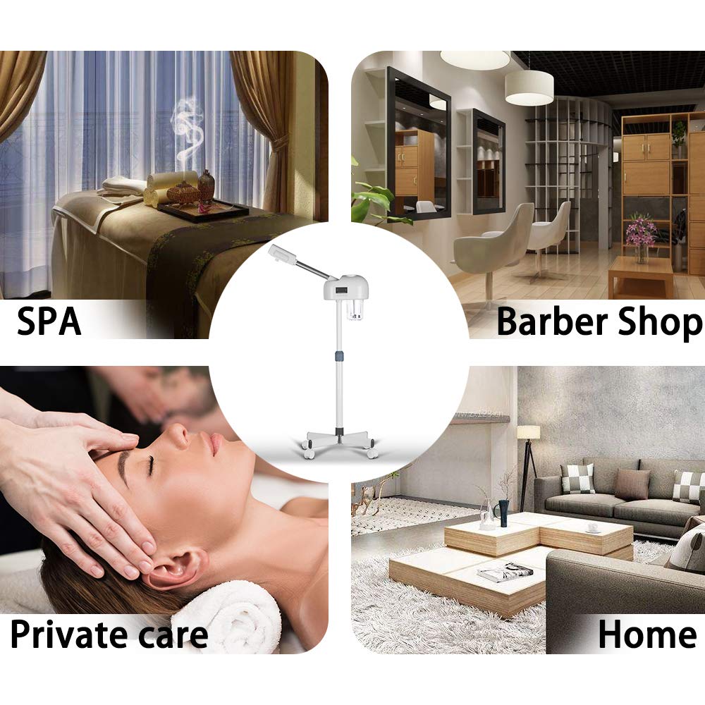 JVSURF 3-in-1 Facial Steamer with Ozone and LCD Timer - Salon Spa Face Steamer - Adjustable Height 0.95m-1.2m - White - Very Good
