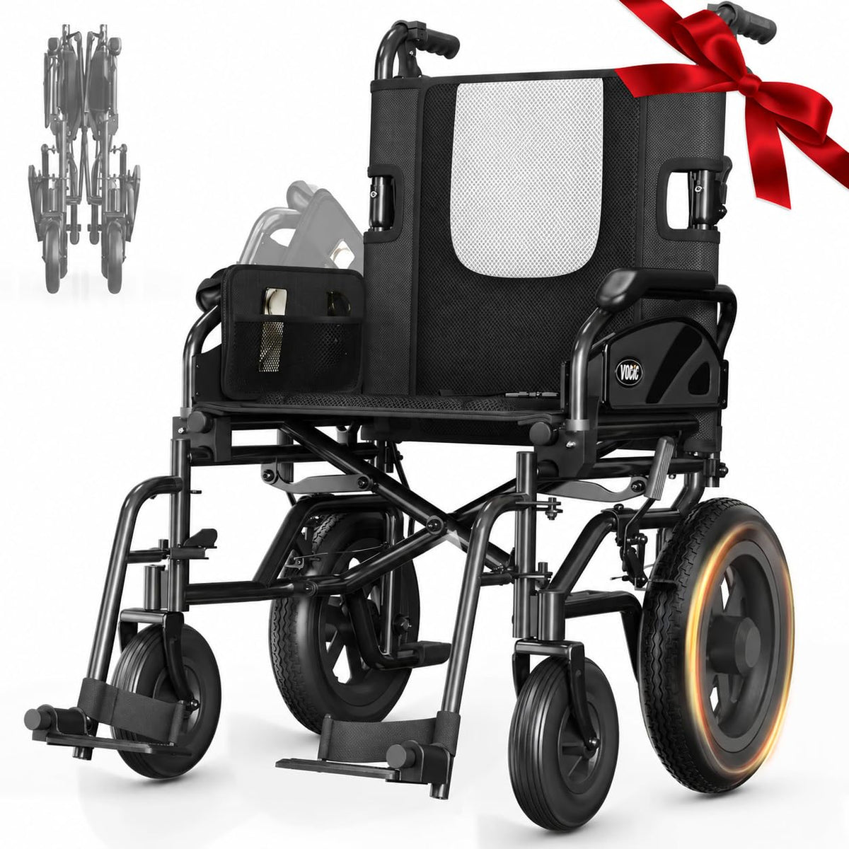 VOCIC Lightweight Wheelchair for Adults - 13kg Mobility Chair with 30cm All Terrain Tyres - Very Good