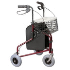 Days Folding Three Wheeled Rollator Walker - Steel Mobility Aid with Tray, Basket, Bag, Lockable Brakes - Red - Very Good