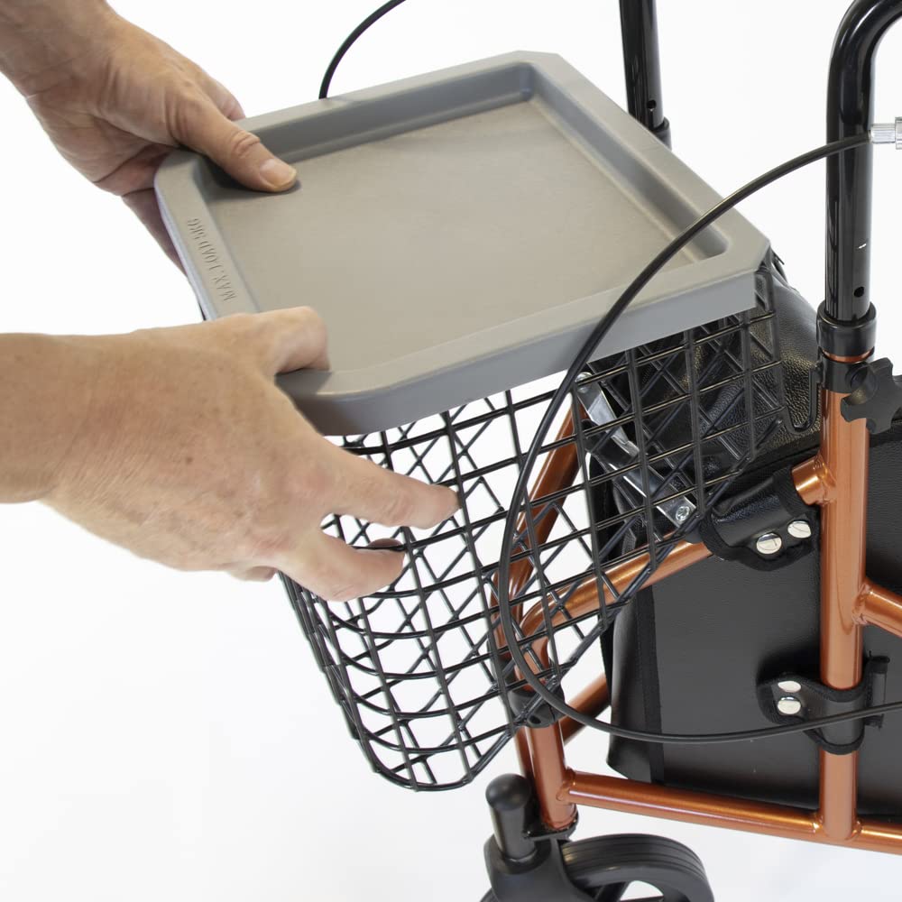 NRS Basket and Tray Set Add-On for 3 Wheel Rollator Mobility Walker Accessory - Damaged Box