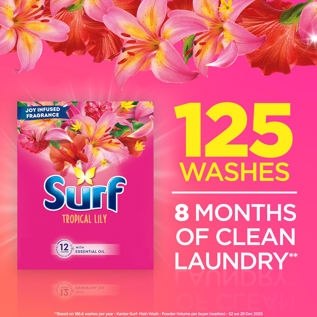 Surf Tropical Lily Laundry Detergent Washing Powder - 125 Washes 6.25kg - Damaged Box