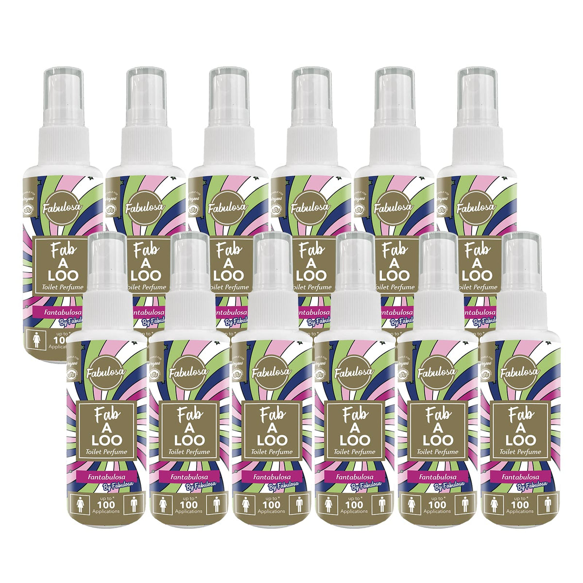 Fabulosa Fab-A-Loo Toilet Air Freshener Perfume Spray Odour Remover - Fantabulosa 60ml - Pack of 12 - New
