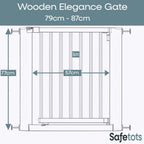 Safetots Wooden Elegance Baby Gate - Pressure Fit Child Safety Stair Gate - Natural, 79cm - 87cm - Very Good