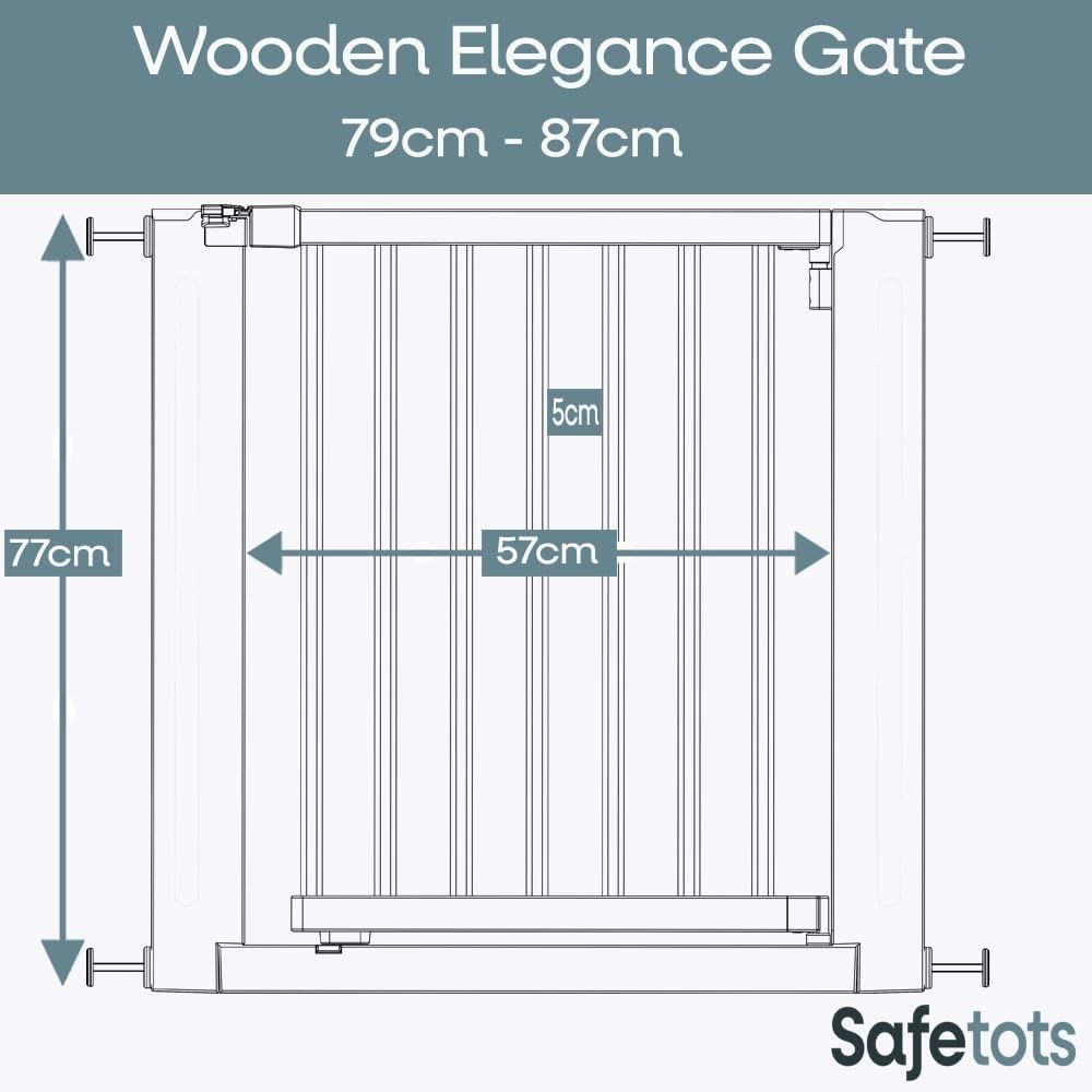 Safetots Wooden Elegance Baby Gate - Pressure Fit Child Safety Stair Gate - Natural, 79cm - 87cm - Very Good