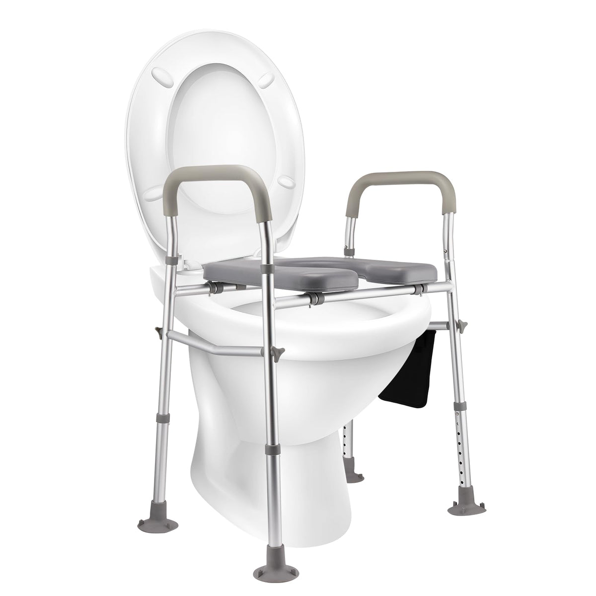 Raised Toilet Seat with Handles - Adjustable 4 or 6 Inch Toilet Riser - Non-Slip Padded Seat 200kg Capacity for Elderly - Damaged Box