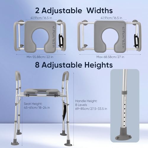 Raised Toilet Seat with Handles - Adjustable 4 or 6 Inch Toilet Riser - Non-Slip Padded Seat 200kg Capacity for Elderly - Damaged Box