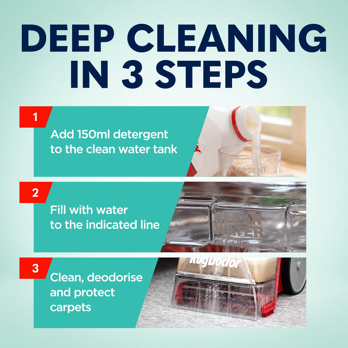 Rug Doctor Carpet Detergent with SpotBlok 1 Litre - 4-in-1 Carpet Cleaner Solution for Carpet Cleaning Machines - New - BBE 04/2031