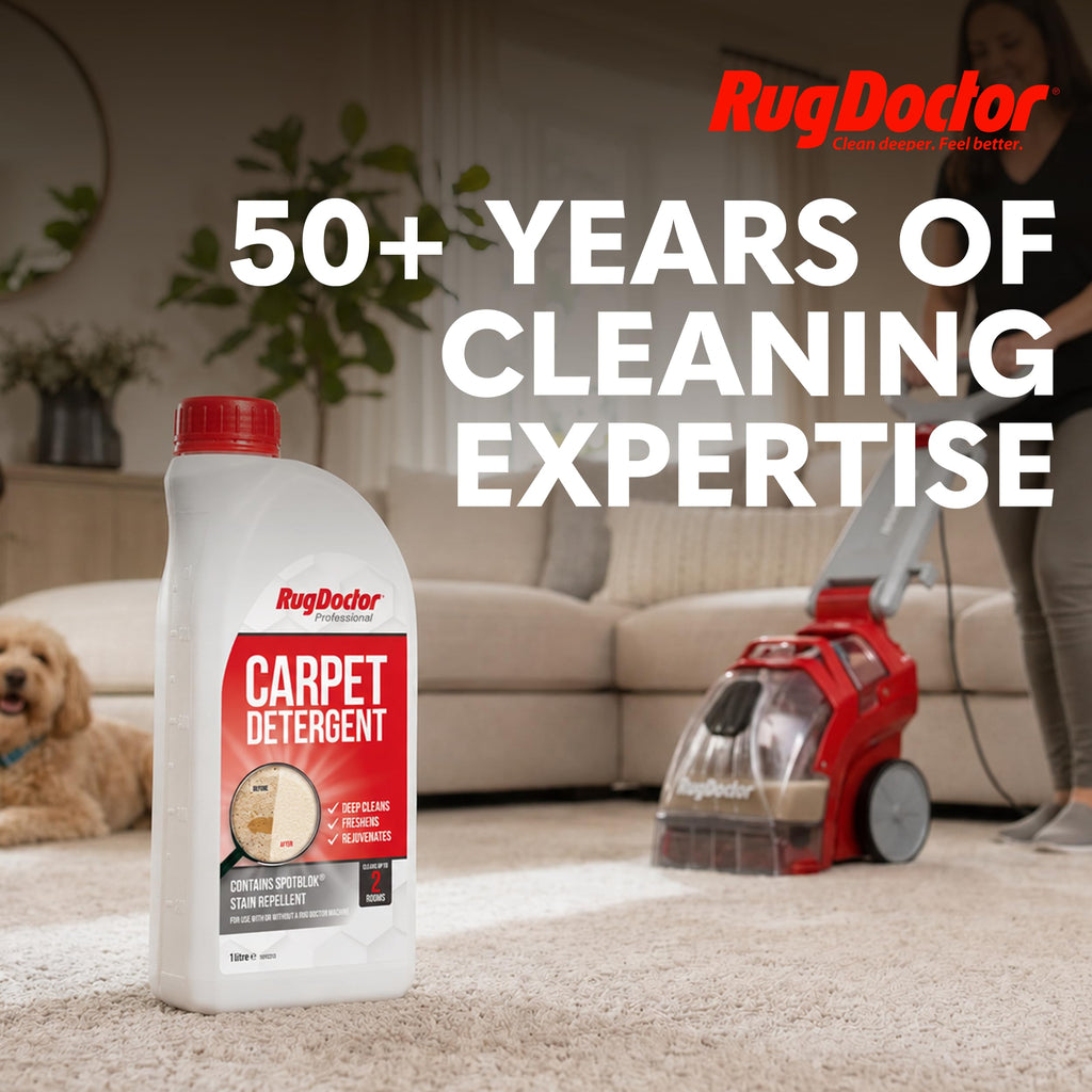 Rug Doctor Carpet Detergent with SpotBlok 1 Litre - 4-in-1 Carpet Cleaner Solution for Carpet Cleaning Machines - New - BBE 04/2031