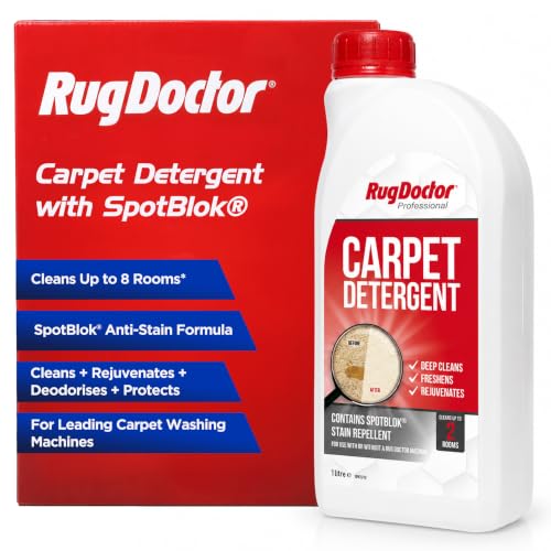 Rug Doctor Carpet Detergent with SpotBlok 1 Litre - 4-in-1 Carpet Cleaner Solution for Carpet Cleaning Machines - New - BBE 04/2031