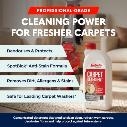 Rug Doctor Carpet Detergent with SpotBlok 1 Litre - 4-in-1 Carpet Cleaner Solution for Carpet Cleaning Machines - New - BBE 04/2031