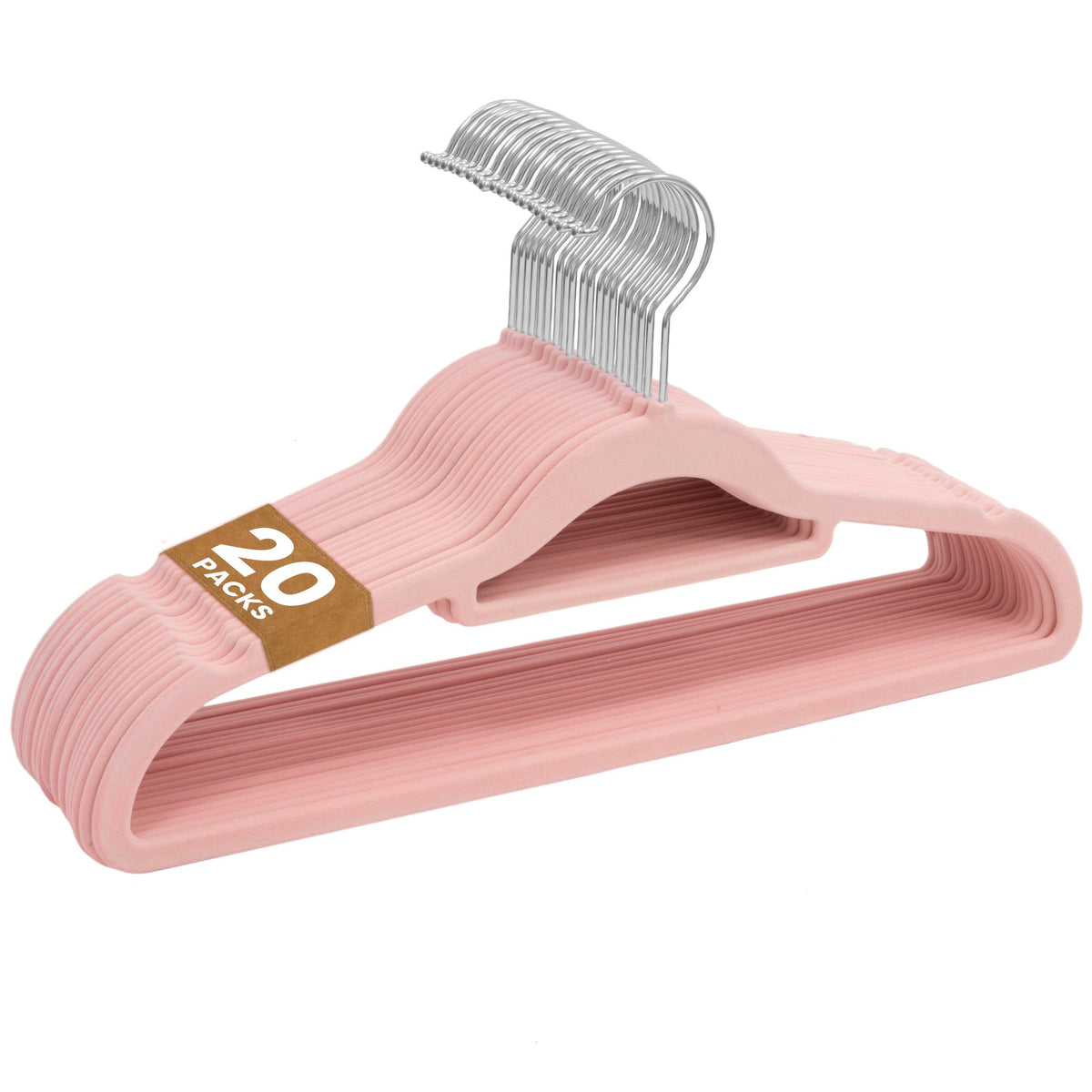 Sasha Morel Velvet Coat Hangers 20 Pack - Non Slip Space Saving Adult Clothes Hangers with Swivel Hooks - Wardrobe Storage - Pink - Very Good