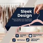 Sasha Morel Velvet Coat Hangers 20 Pack - Non Slip Space Saving Adult Clothes Hangers with Swivel Hooks - Wardrobe Storage - Pink - Very Good