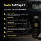 Protex Convertible Soft Top Care Kit - Canvas Cleaner, Black Restorer and Waterproofer - 500ml - Damaged Box
