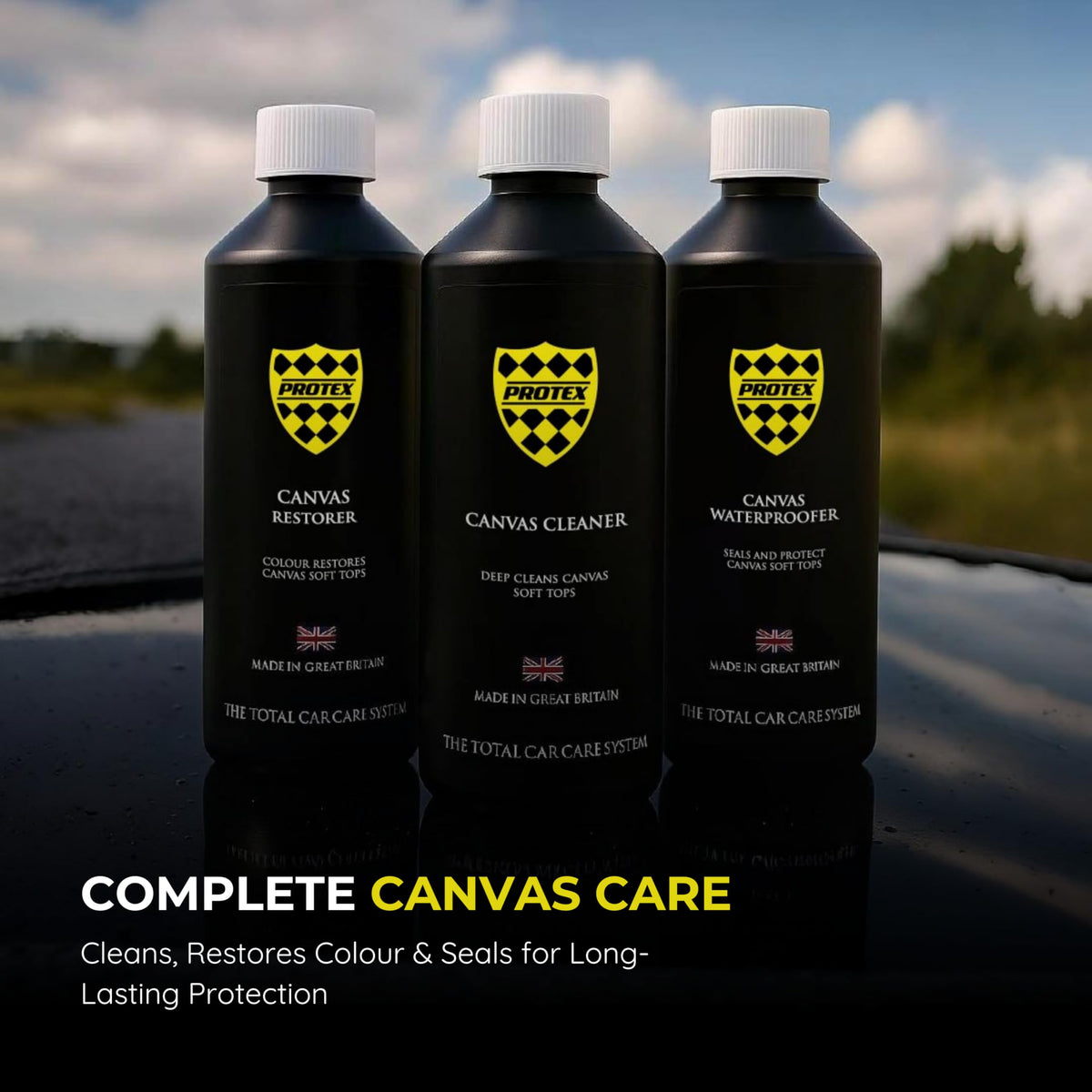 Protex Convertible Soft Top Care Kit - Canvas Cleaner, Black Restorer and Waterproofer - 500ml - Damaged Box