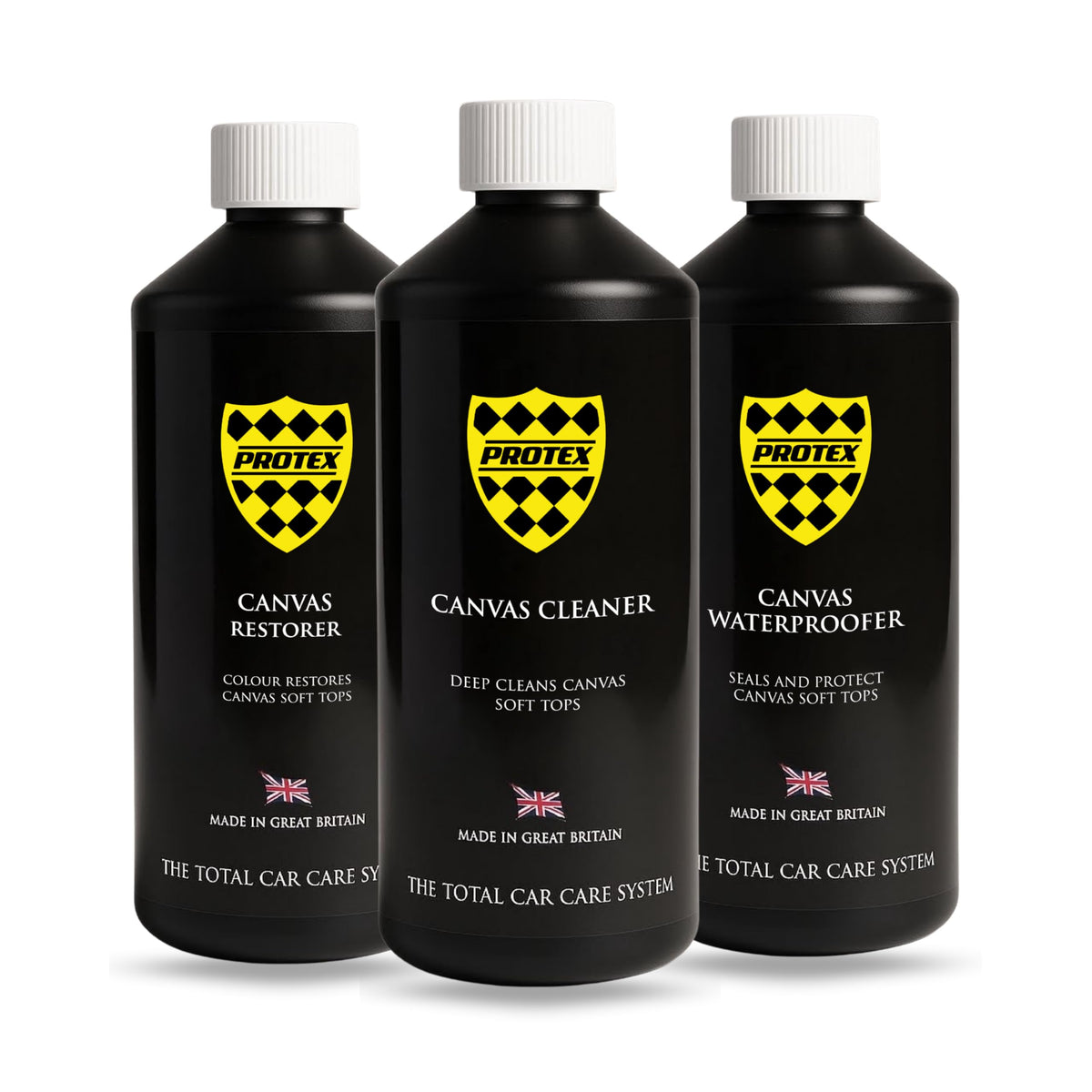 Protex Convertible Soft Top Care Kit - Canvas Cleaner, Black Restorer and Waterproofer - 500ml - Damaged Box