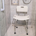 Shower Chair Stool with Backrest - Height Adjustable Bathroom Bath Seat Mobility Aid - Very Good