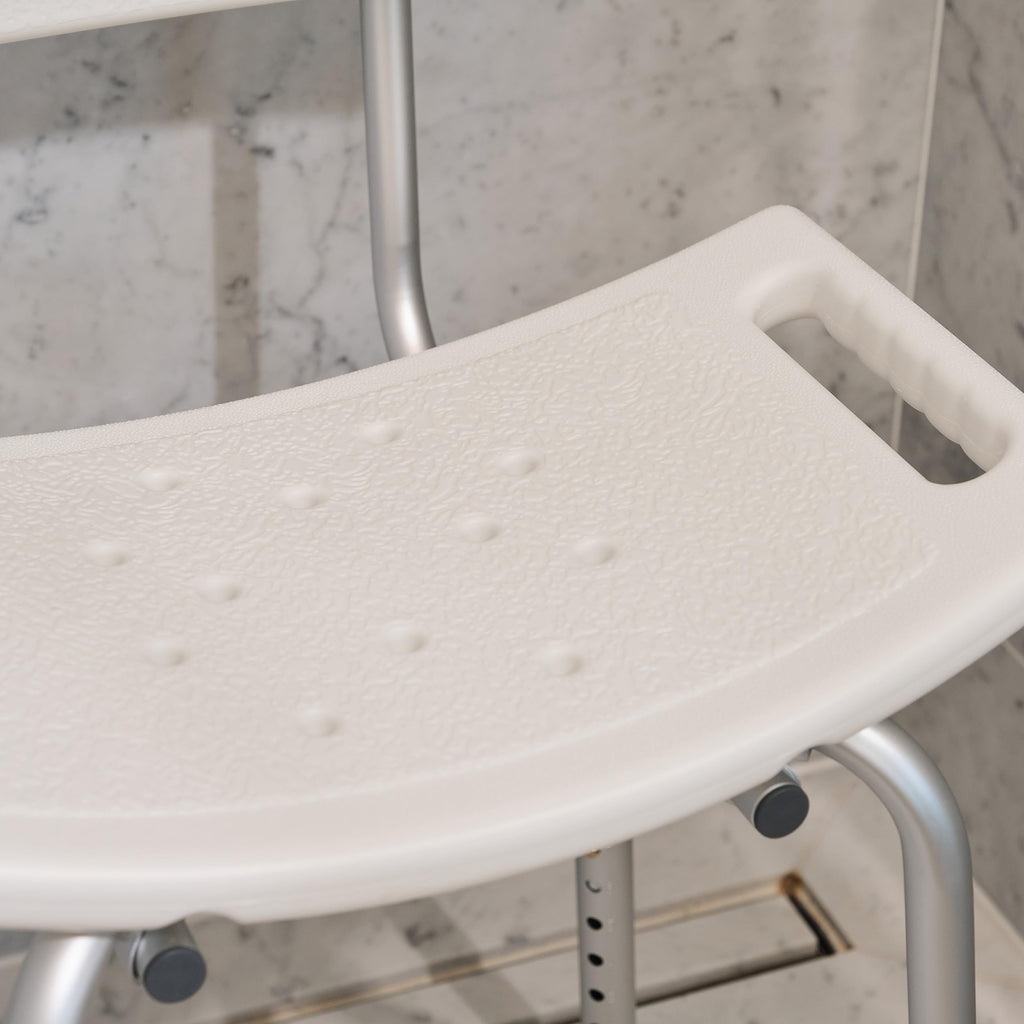 Shower Chair Stool with Backrest - Height Adjustable Bathroom Bath Seat Mobility Aid - Very Good