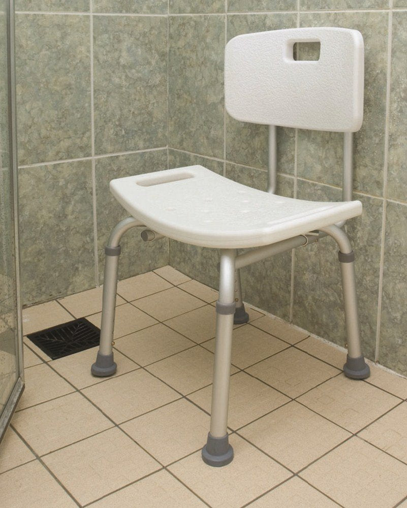 Shower Chair Stool with Backrest - Height Adjustable Bathroom Bath Seat Mobility Aid - Very Good