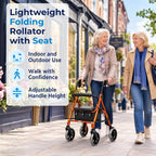 Days Lightweight Folding Rollator Walker with Seat - Mobility Walking Aid - Large, Orange - Very Good