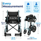 Days Compact Lightweight Folding Wheelchair for Adults - Blue Mobility Aid - Damaged Box