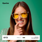 Opulize Era Polarised Sunglasses 2 Pack - Unisex Oversized Rectangular Black Frame Yellow Orange Lenses UV400 - Damaged Box
