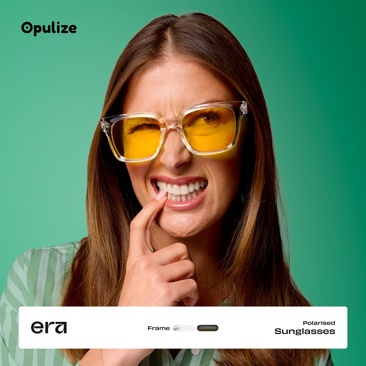 Opulize Era Polarised Sunglasses 2 Pack - Unisex Oversized Rectangular Black Frame Yellow Orange Lenses UV400 - Damaged Box