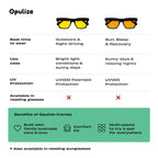 Opulize Era Polarised Sunglasses 2 Pack - Unisex Oversized Rectangular Black Frame Yellow Orange Lenses UV400 - Damaged Box