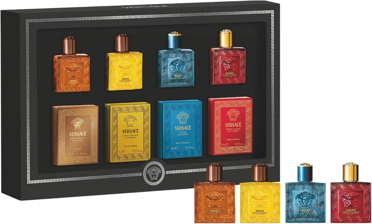 Versace Mens Miniature Fragrance Collection Gift Set 4 x 5ml - Travel Aftershave - New