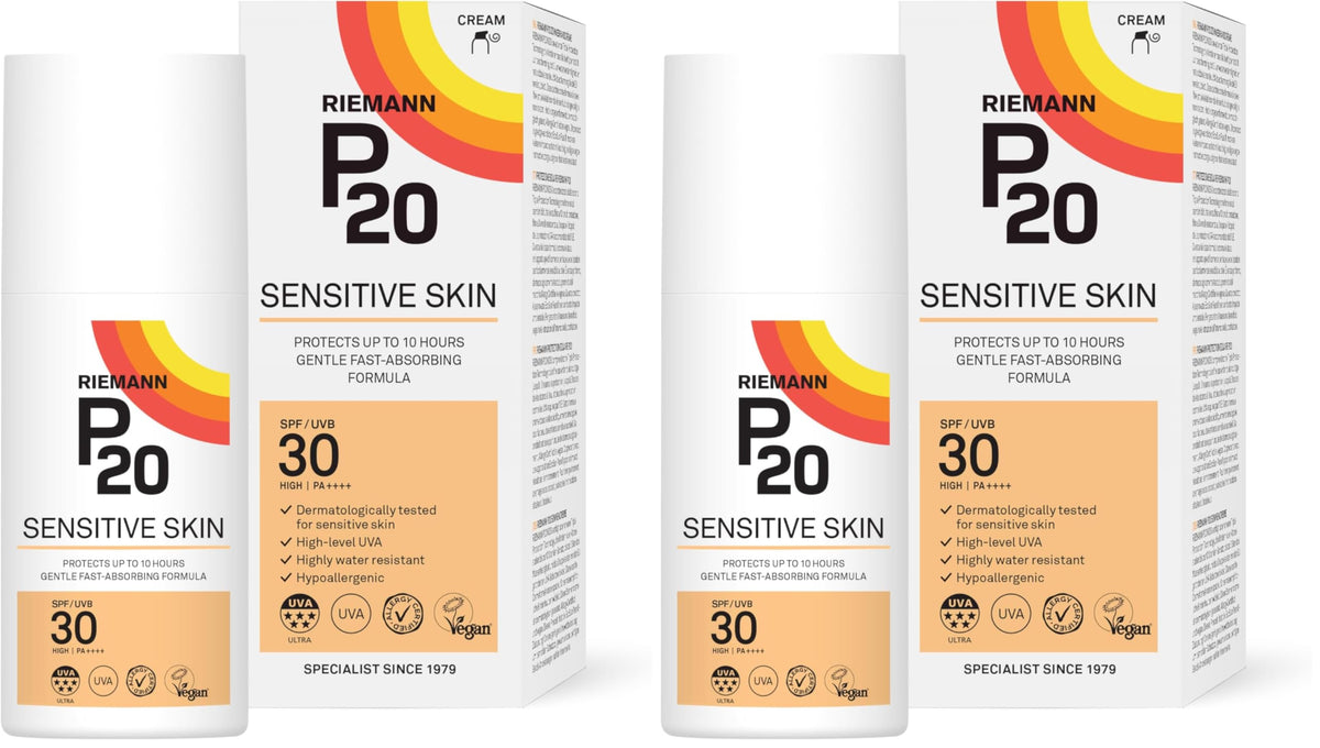 Riemann P20 Sensitive Sun Cream SPF30 200ml - Water Resistant High UVA Protection 10 Hour Sunscreen - Damaged Box