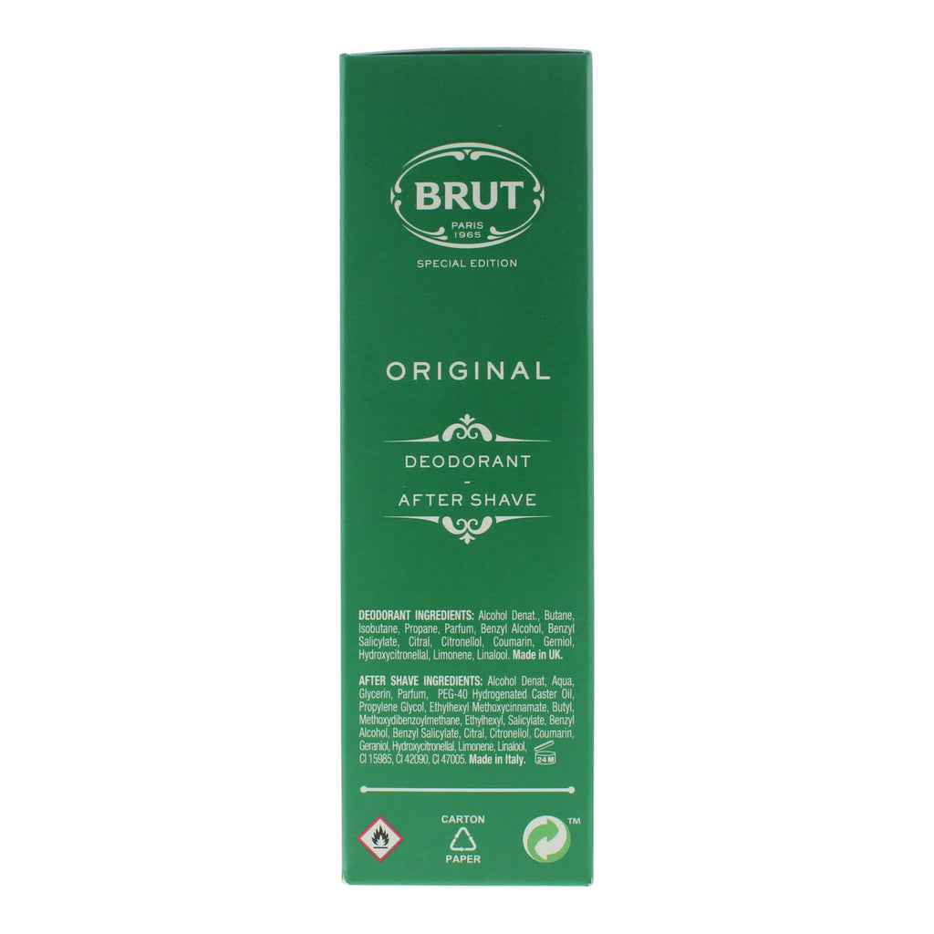 Brut Original Mens Fragrance 2 Piece Gift Set - Aftershave 100ml and Deodorant Spray 200ml - Damaged Box