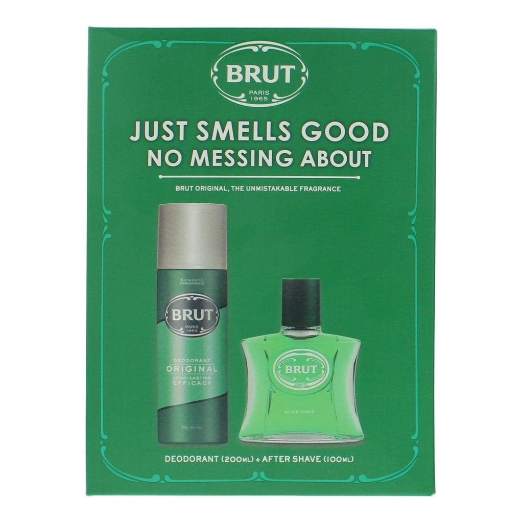 Brut Original Mens Fragrance 2 Piece Gift Set - Aftershave 100ml and Deodorant Spray 200ml - Damaged Box