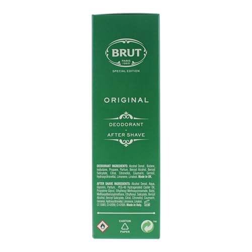 Brut Original Mens Fragrance 2 Piece Gift Set - Aftershave 100ml and Deodorant Spray 200ml - Damaged Box