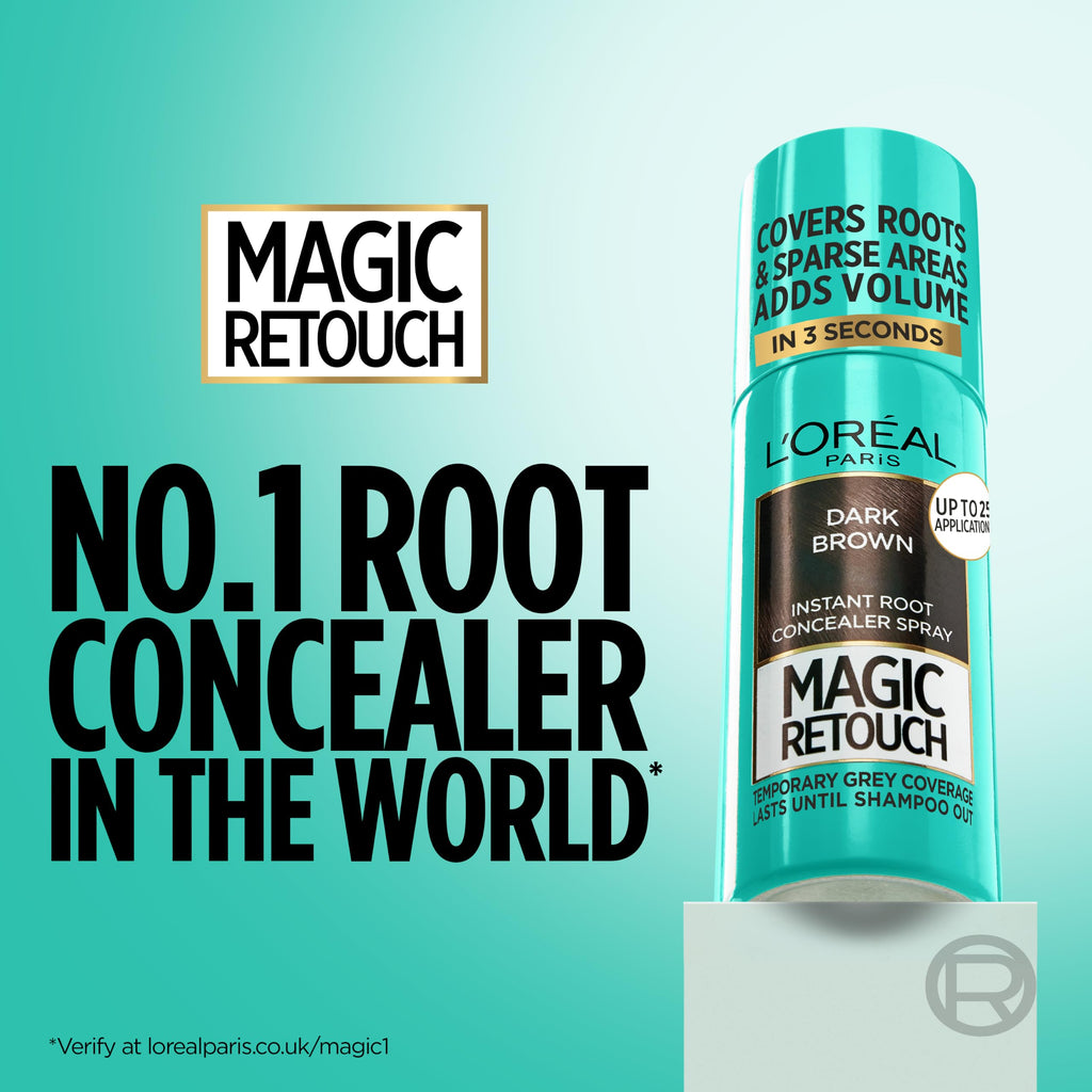 L'Oreal Paris Magic Retouch Temporary Root Touch Up Spray - Dark Brown 75ml Grey Hair Concealer - New