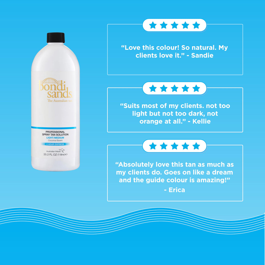 Bondi Sands Professional Spray Tan Solution Light/Medium 1000ml - Salon Sunless Tanning Liquid 1L - New