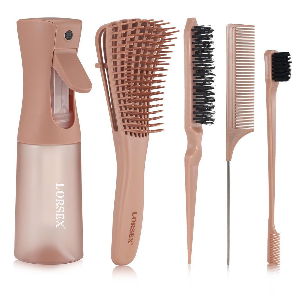 LORSEX 3 Pcs Slick Hair Brush Set with 200ml Hair Spray Bottle, Hair Styling Kit - Damaged Box