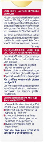 Nivea Vital Soja Anti-Age Firming Serum 40ml - Intensive Moisturising Face Serum for Mature Skin with Hyaluronic Acid - Damaged Box