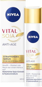 Nivea Vital Soja Anti-Age Firming Serum 40ml - Intensive Moisturising Face Serum for Mature Skin with Hyaluronic Acid - Damaged Box