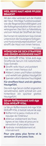 Nivea Vital Soja Anti-Age Firming Serum 40ml - Intensive Moisturising Face Serum for Mature Skin with Hyaluronic Acid - Damaged Box