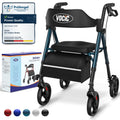 VOCIC Rollator Walker with Seat, Foldable Lightweight Walking Aid, 8 Inch All-Terrain Wheels, Brakes, Bag, Green - New