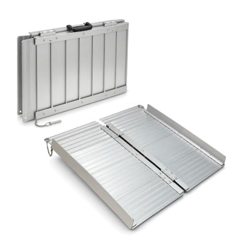 Aidapt 2ft Lightweight Folding Aluminium Wheelchair Ramp - Portable Threshold Kerb Ramp for Mobility Scooter with Handle - Very Good
