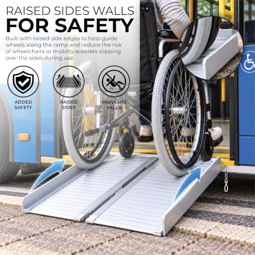 Aidapt 2ft Lightweight Folding Aluminium Wheelchair Ramp - Portable Threshold Kerb Ramp for Mobility Scooter with Handle - Very Good