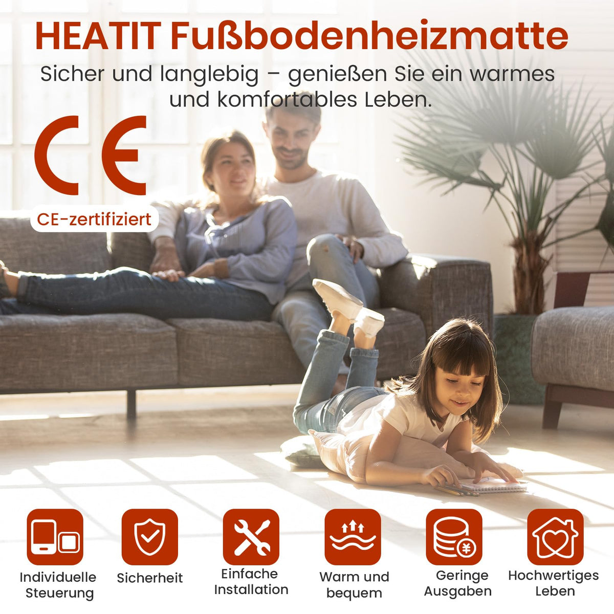 Heatit Electric Underfloor Heating Mat 1m² 200W/m² - Self-Adhesive Floor Heater - Damaged Box