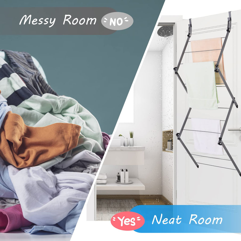 Rainberg Over The Door Clothes Airer - Foldable 10-Bar Laundry Drying Rack Indoor Outdoor 4kg Capacity - Very Good